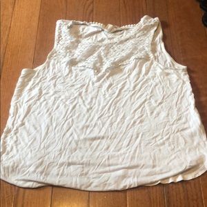 White fashion tank top with crochet detail